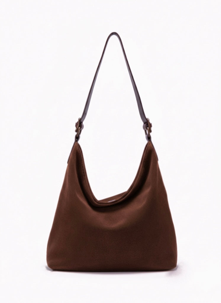 Chocolate Curved Hobo Bag
