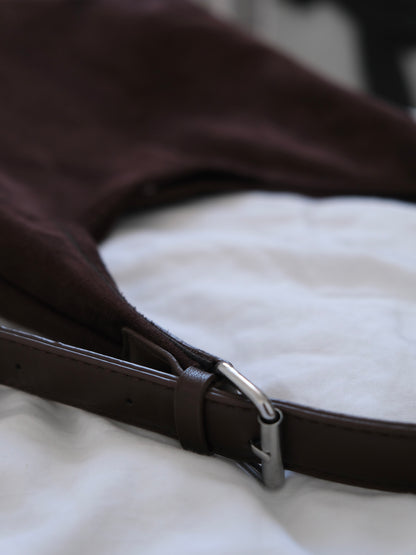 Chocolate Curved Hobo Bag