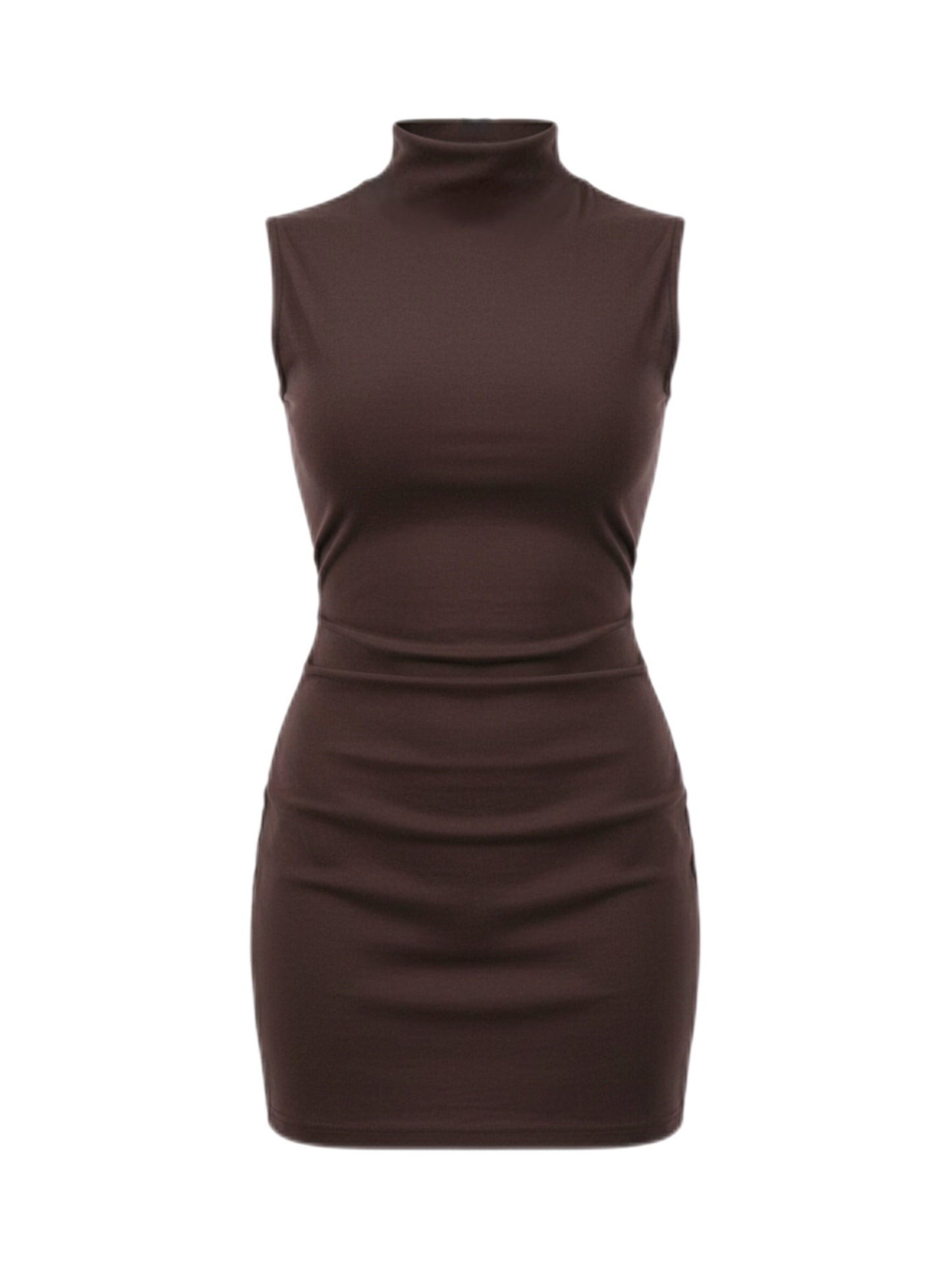 Mock Neck Ruched Mini Dress